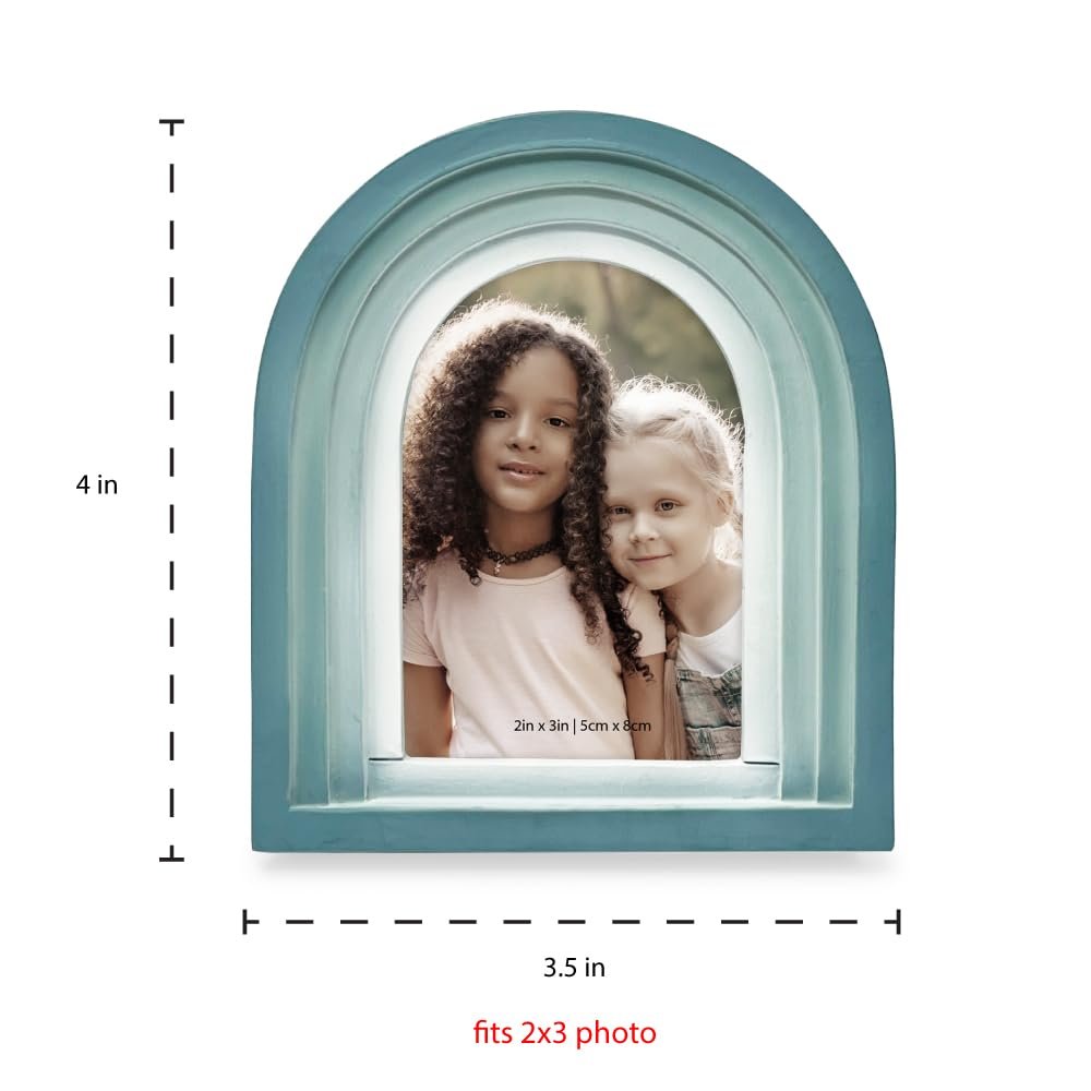 Isaac Jacobs Arc Resin Picture Frame with Gradient Design, Decorative Photo Frame, Tabletop and Wall Display, Hanging Display and Home Decor