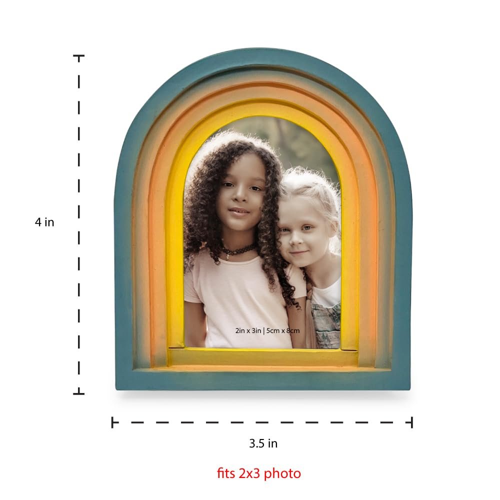 Isaac Jacobs Arc Resin Picture Frame with Gradient Design, Decorative Photo Frame, Tabletop and Wall Display, Hanging Display and Home Decor