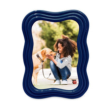 Isaac Jacobs Curved Deco Frame for Tabletop and Wall Display, Decorative Art, Design, Home Décor, Gift_#color_Navy_4x6