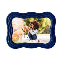 Isaac Jacobs Curved Deco Frame for Tabletop and Wall Display, Decorative Art, Design, Home Décor, Gift_#color_Navy_4x6
