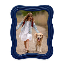 Isaac Jacobs Curved Deco Frame for Tabletop and Wall Display, Decorative Art, Design, Home Décor, Gift_#color_Navy_5x7