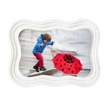 Isaac Jacobs Curved Deco Frame for Tabletop and Wall Display, Decorative Art, Design, Home Décor, Gift_#color_white_4x6