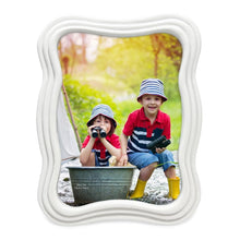 Isaac Jacobs Curved Deco Frame for Tabletop and Wall Display, Decorative Art, Design, Home Décor, Gift_#color_white_5x7