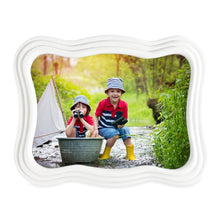 Isaac Jacobs Curved Deco Frame for Tabletop and Wall Display, Decorative Art, Design, Home Décor, Gift_#color_white_5x7