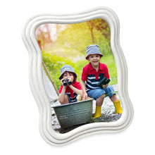Isaac Jacobs Curved Deco Frame for Tabletop and Wall Display, Decorative Art, Design, Home Décor, Gift_#color_white_5x7