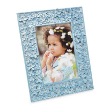 Isaac Jacobs Flower Textured Hand-Crafted Resin Picture Frame w/Easel & Hook for Tabletop & Wall Display, Decorative Floral Design Home Décor, Photo Gallery, Art_#color_Blue_4x6