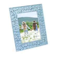 Isaac Jacobs Flower Textured Hand-Crafted Resin Picture Frame w/Easel & Hook for Tabletop & Wall Display, Decorative Floral Design Home Décor, Photo Gallery, Art_#color_Blue_5x7