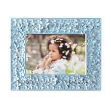 Isaac Jacobs Flower Textured Hand-Crafted Resin Picture Frame w/Easel & Hook for Tabletop & Wall Display, Decorative Floral Design Home Décor, Photo Gallery, Art_#color_blue_4x6