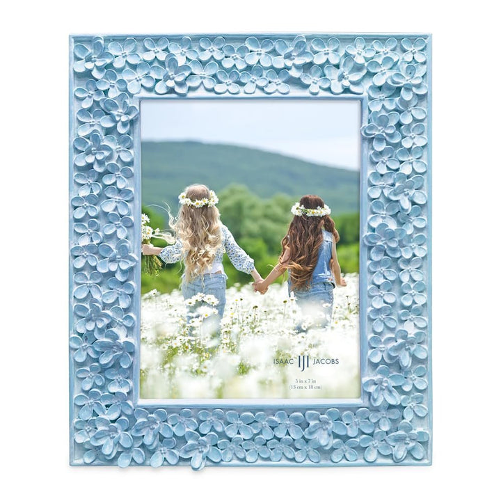 Isaac Jacobs Flower Textured Hand-Crafted Resin Picture Frame w/Easel &amp; Hook for Tabletop &amp; Wall Display, Decorative Floral Design Home Décor, Photo Gallery, Art_