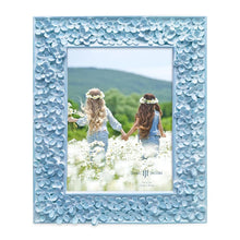 Isaac Jacobs Flower Textured Hand-Crafted Resin Picture Frame w/Easel & Hook for Tabletop & Wall Display, Decorative Floral Design Home Décor, Photo Gallery, Art_#color_blue_5x7