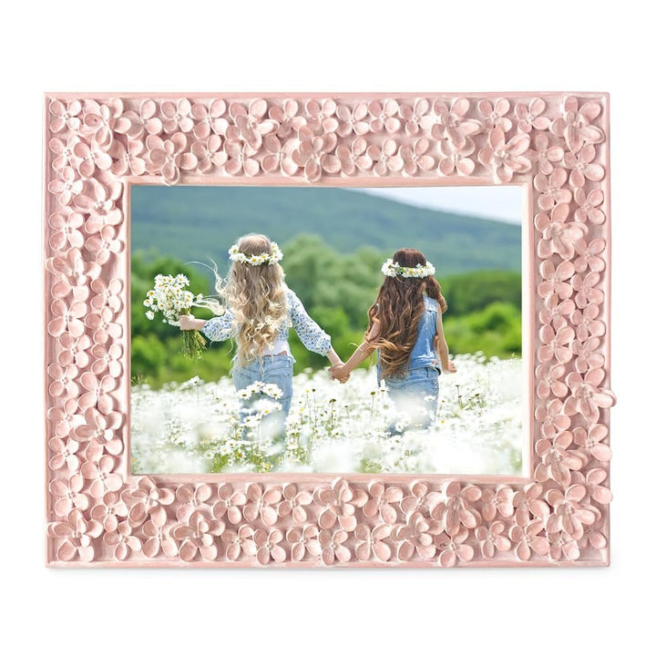 Isaac Jacobs Flower Textured Hand-Crafted Resin Picture Frame w/Easel &amp; Hook for Tabletop &amp; Wall Display, Decorative Floral Design Home Décor, Photo Gallery, Art_