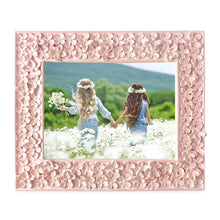 Isaac Jacobs Flower Textured Hand-Crafted Resin Picture Frame w/Easel & Hook for Tabletop & Wall Display, Decorative Floral Design Home Décor, Photo Gallery, Art_#color_pink_5x7