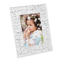 Isaac Jacobs Flower Textured Hand-Crafted Resin Picture Frame w/Easel & Hook for Tabletop & Wall Display, Decorative Floral Design Home Décor, Photo Gallery, Art_#color_white_4x6