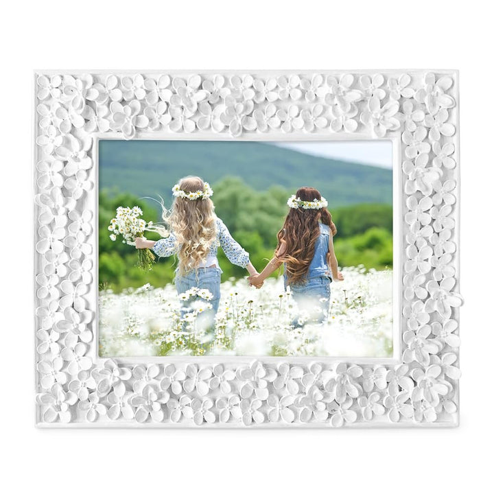 Isaac Jacobs Flower Textured Hand-Crafted Resin Picture Frame w/Easel &amp; Hook for Tabletop &amp; Wall Display, Decorative Floral Design Home Décor, Photo Gallery, Art_