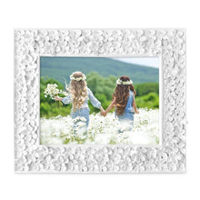 Isaac Jacobs Flower Textured Hand-Crafted Resin Picture Frame w/Easel & Hook for Tabletop & Wall Display, Decorative Floral Design Home Décor, Photo Gallery, Art_#color_white_5x7