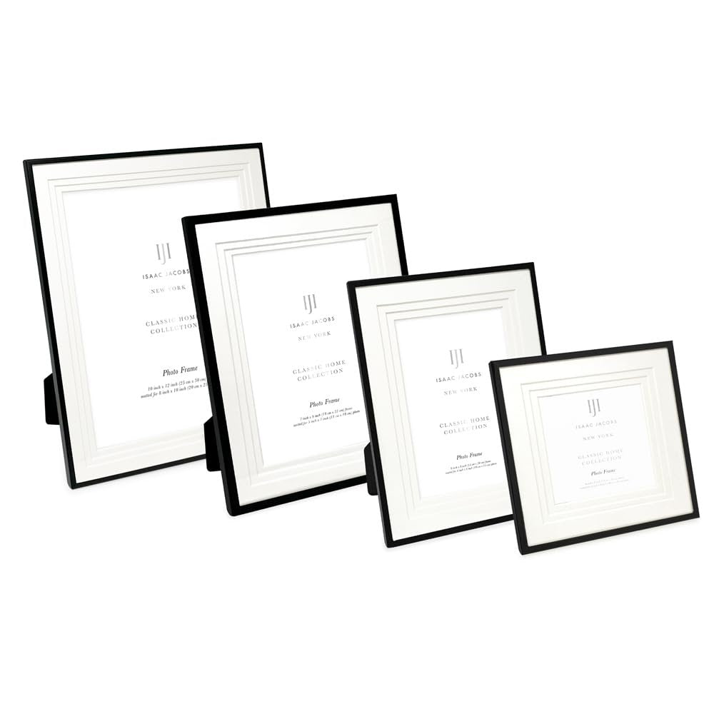 Isaac Jacobs Metal Picture Frame, Triple Matted Classic Metal Photo Frame Made For Tabletop &amp; Hanging Display, Photo Gallery and Wall Art_