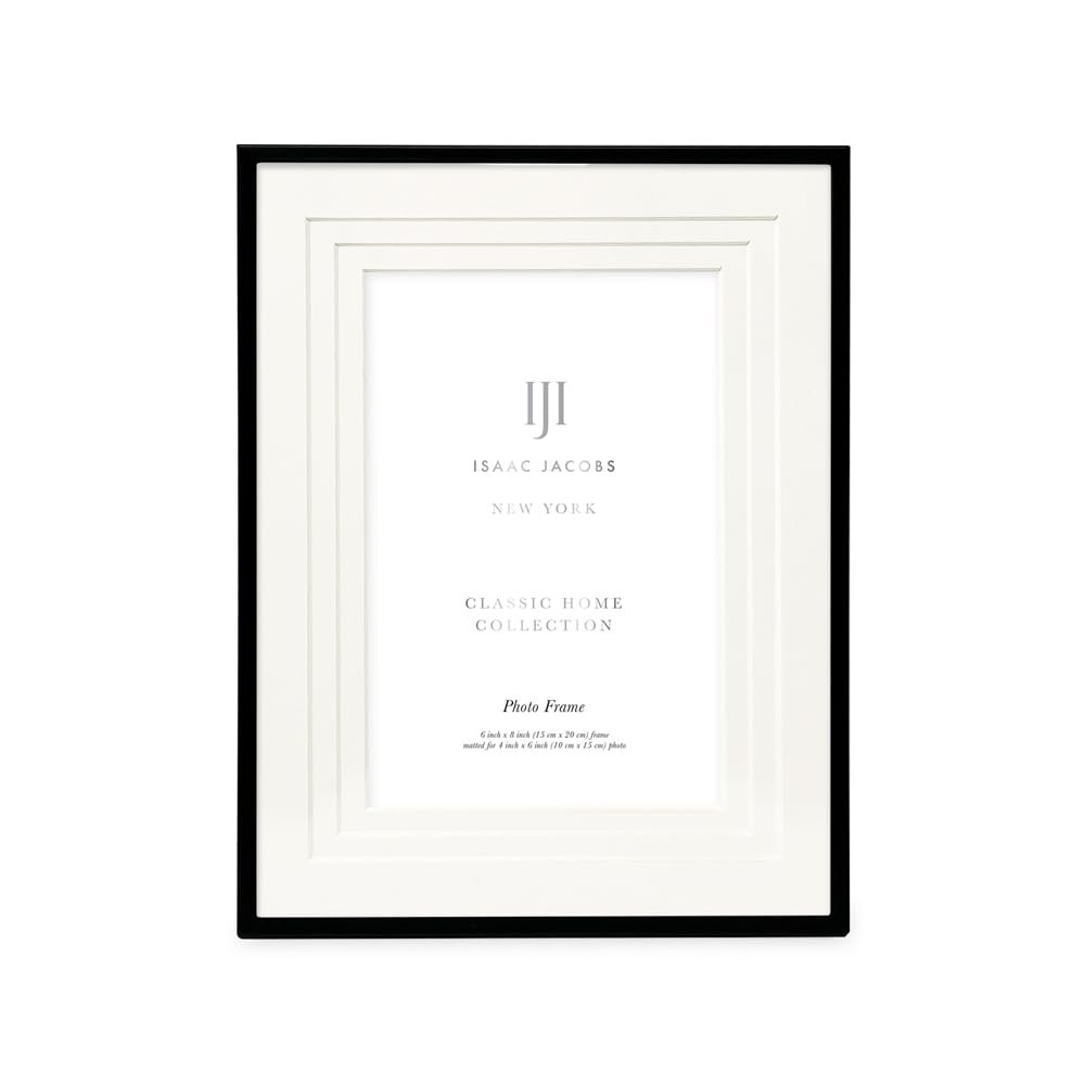 Isaac Jacobs Metal Picture Frame, Triple Matted Classic Metal Photo Frame Made For Tabletop &amp; Hanging Display, Photo Gallery and Wall Art_