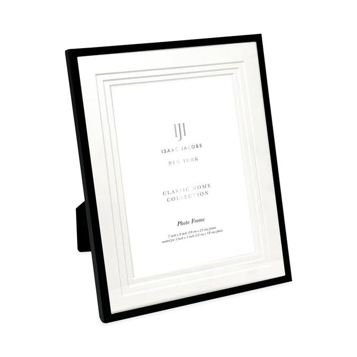 Isaac Jacobs Metal Picture Frame, Triple Matted Classic Metal Photo Frame Made For Tabletop &amp; Hanging Display, Photo Gallery and Wall Art_