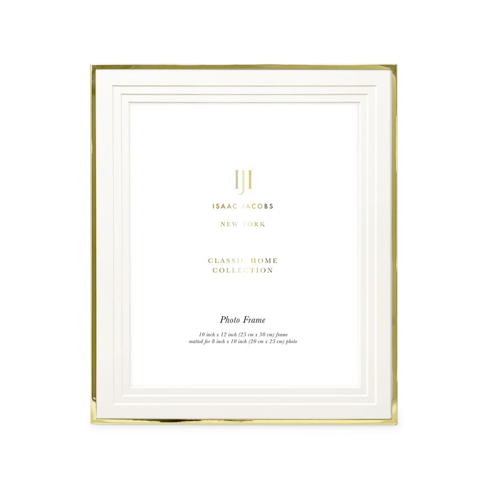 Isaac Jacobs Metal Picture Frame, Triple Matted Classic Metal Photo Frame Made For Tabletop &amp; Hanging Display, Photo Gallery and Wall Art_
