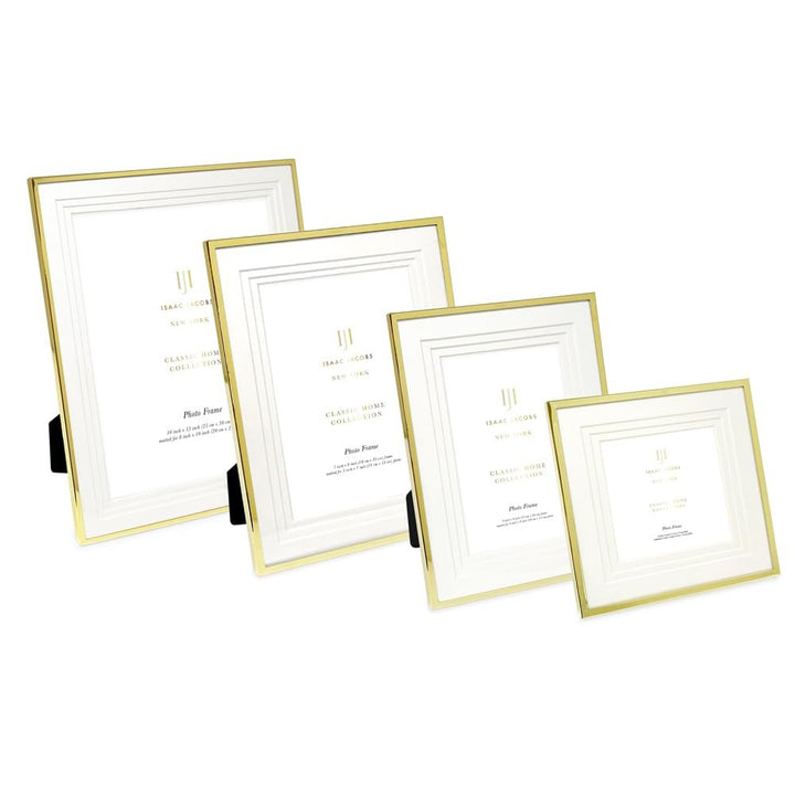 Isaac Jacobs Metal Picture Frame, Triple Matted Classic Metal Photo Frame Made For Tabletop &amp; Hanging Display, Photo Gallery and Wall Art_