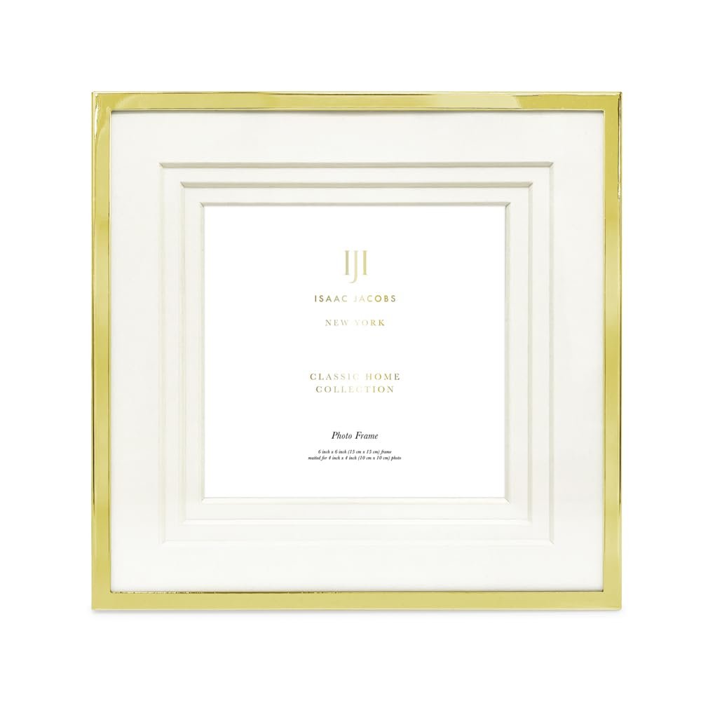 Isaac Jacobs Metal Picture Frame, Triple Matted Classic Metal Photo Frame Made For Tabletop &amp; Hanging Display, Photo Gallery and Wall Art_