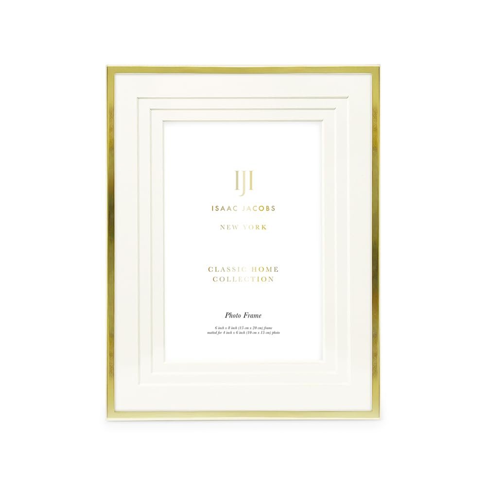 Isaac Jacobs Metal Picture Frame, Triple Matted Classic Metal Photo Frame Made For Tabletop &amp; Hanging Display, Photo Gallery and Wall Art_
