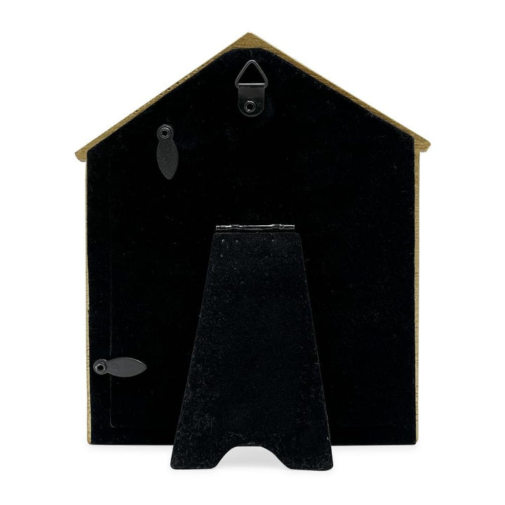 Isaac Jacobs Resin Sentiments Woof Doghouse Frame, Vertical Keepsake Photo Frame with Easel and Hanging Tabs for Tabletop, Desktop &amp; Wall Display_
