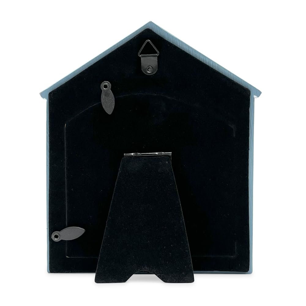 Isaac Jacobs Resin Sentiments Woof Doghouse Frame, Vertical Keepsake Photo Frame with Easel and Hanging Tabs for Tabletop, Desktop &amp; Wall Display_