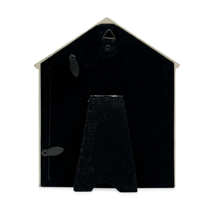 Isaac Jacobs Resin Sentiments Woof Doghouse Frame, Vertical Keepsake Photo Frame with Easel and Hanging Tabs for Tabletop, Desktop &amp; Wall Display_