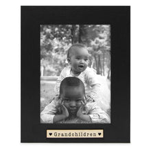 Isaac Jacobs Wood Sentiments "Grandchildren" Picture Frame, Keepsake Photo Frame with Easel and a Hanging Tabs for Tabletop, Desktop & Wall Display #color_black_5x7 Vertical