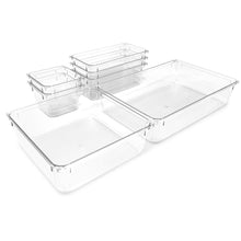 Isaac Jacobs Clear Drawer Organizer Set, Plastic Storage Bin, Multi-Use, Home, Office, Closet, Pantry, Bedroom, Bathroom, Kitchen