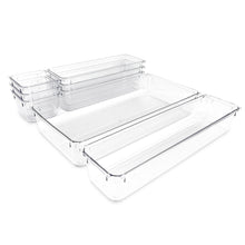 Isaac Jacobs Clear Drawer Organizer Set, Plastic Storage Bin, Multi-Use, Home, Office, Closet, Pantry, Bedroom, Bathroom, Kitchen
