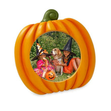 Isaac Jacobs 4x4 Pumpkin-Shaped Picture Frame For Halloween Or Fall Décor, Photo Tabletop & Wall Display Hanging Display_#color_Orange_4x4
