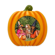 Isaac Jacobs 4x4 Pumpkin-Shaped Picture Frame For Halloween Or Fall Décor, Photo Tabletop & Wall Display Hanging Display_#color_Orange_4x4