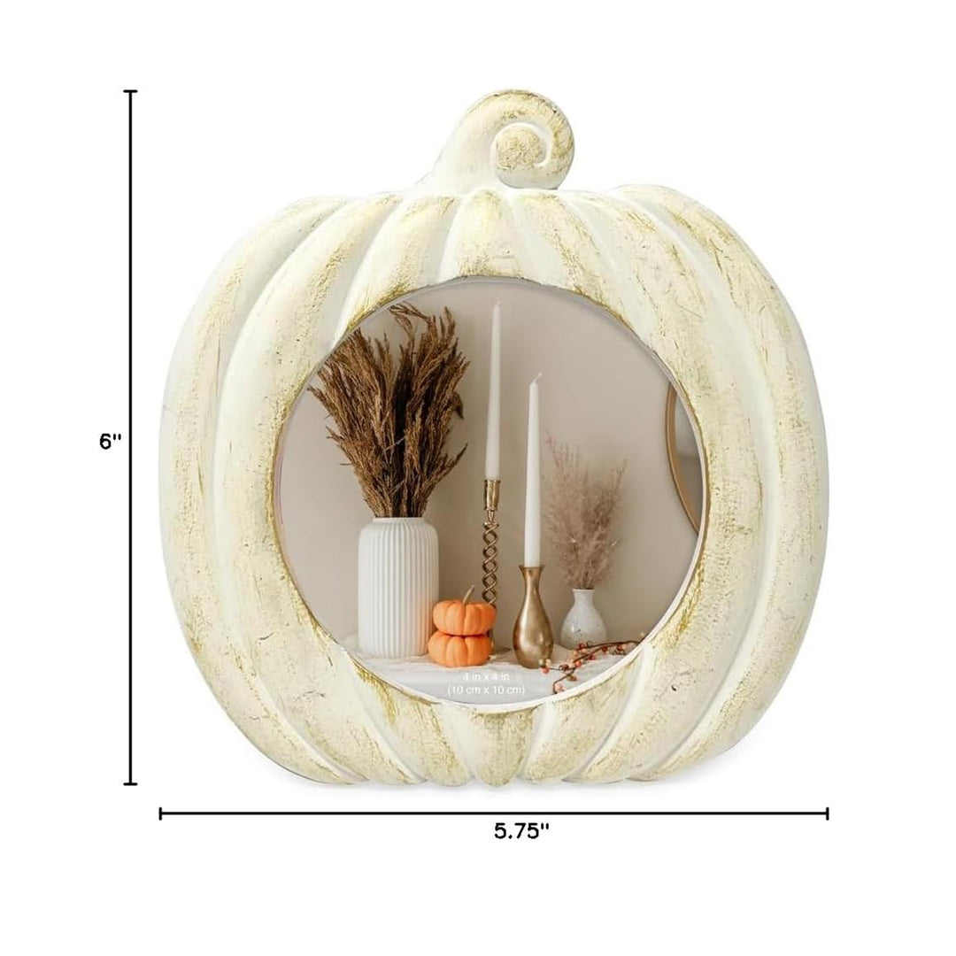 Isaac Jacobs 4x4 Pumpkin-Shaped Picture Frame For Halloween Or Fall Décor, Photo Tabletop &amp; Wall Display Hanging Display_
