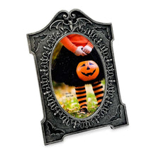 Isaac Jacobs 4x6 Tombstone-Shaped Halloween Picture Frame, Photo Tabletop & Wall Display Hanging Display & Home Décor_#color_Matt Black_with_Silver_4x6