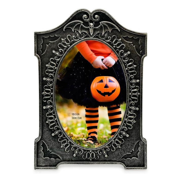 Isaac Jacobs 4x6 Tombstone-Shaped Halloween Picture Frame, Photo Tabletop &amp; Wall Display Hanging Display &amp; Home Décor_