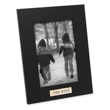 Isaac Jacobs Wood Sentiments "The Boys" Picture Frame, Keepsake Photo Frame with Easel and a Hanging Tabs for Tabletop, Desktop & Wall Display_#color_black_4x6_vertical