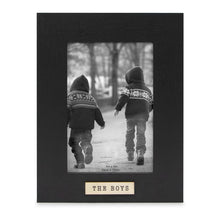 Isaac Jacobs Wood Sentiments "The Boys" Picture Frame, Keepsake Photo Frame with Easel and a Hanging Tabs for Tabletop, Desktop & Wall Display_#color_black_4x6_vertical