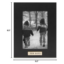Isaac Jacobs Wood Sentiments "The Boys" Picture Frame, Keepsake Photo Frame with Easel and a Hanging Tabs for Tabletop, Desktop & Wall Display_#color_black_4x6_vertical