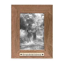 Isaac Jacobs Wood Sentiments "Grandchildren" Picture Frame, Keepsake Photo Frame with Easel and a Hanging Tabs for Tabletop, Desktop & Wall Display