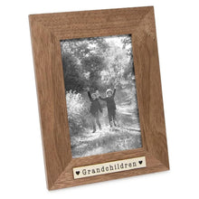 Isaac Jacobs Wood Sentiments "Grandchildren" Picture Frame, Keepsake Photo Frame with Easel and a Hanging Tabs for Tabletop, Desktop & Wall Display