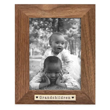 Isaac Jacobs Wood Sentiments "Grandchildren" Picture Frame, Keepsake Photo Frame with Easel and a Hanging Tabs for Tabletop, Desktop & Wall Display