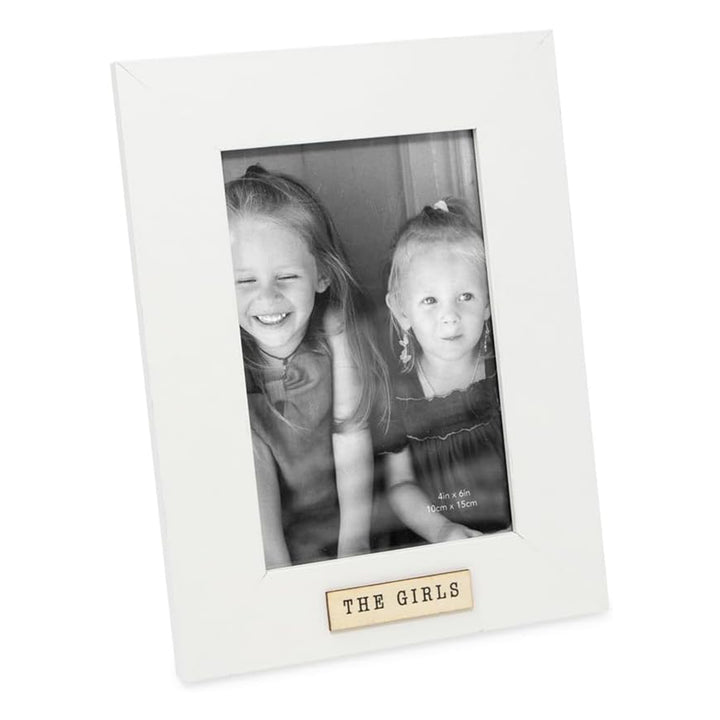 Isaac Jacobs Wood Sentiments "The Girls" Picture Frame, Keepsake Photo Frame with Easel and a Hanging Tab for Tabletop, Desktop &amp; Wall Display_