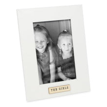 Isaac Jacobs Wood Sentiments "The Girls" Picture Frame, Keepsake Photo Frame with Easel and a Hanging Tab for Tabletop, Desktop & Wall Display_#color_white_4x6_vertical