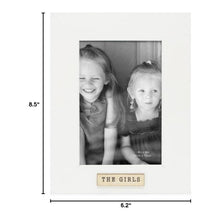 Isaac Jacobs Wood Sentiments "The Girls" Picture Frame, Keepsake Photo Frame with Easel and a Hanging Tab for Tabletop, Desktop & Wall Display_#color_white_4x6_vertical