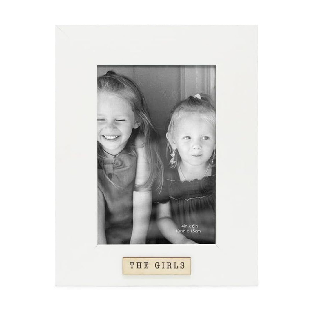 Isaac Jacobs Wood Sentiments "The Girls" Picture Frame, Keepsake Photo Frame with Easel and a Hanging Tab for Tabletop, Desktop &amp; Wall Display_