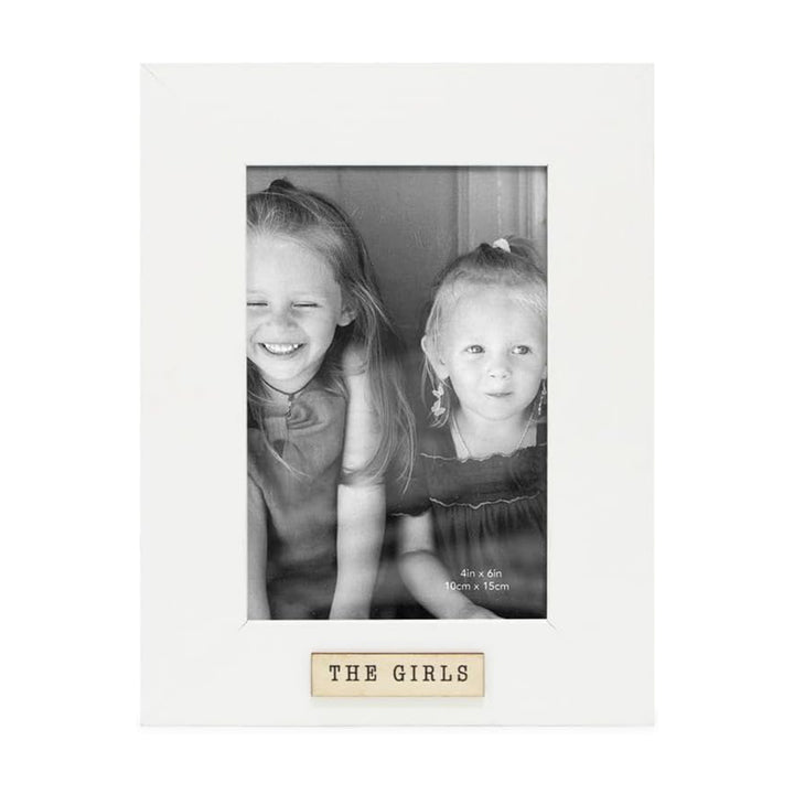 Isaac Jacobs Wood Sentiments "The Girls" Picture Frame, Keepsake Photo Frame with Easel and a Hanging Tab for Tabletop, Desktop &amp; Wall Display_