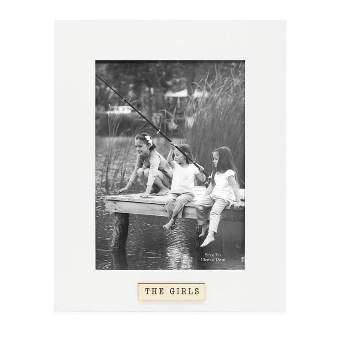 Isaac Jacobs Wood Sentiments "The Girls" Picture Frame, Keepsake Photo Frame with Easel and a Hanging Tab for Tabletop, Desktop &amp; Wall Display_