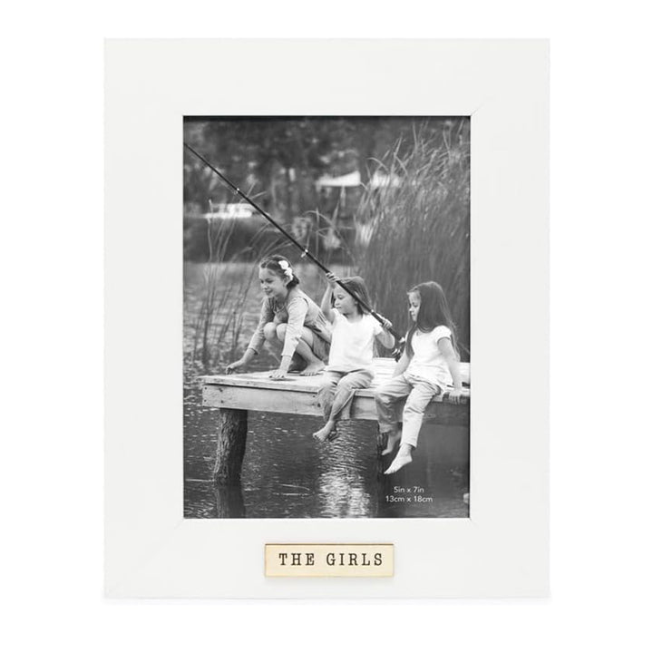 Isaac Jacobs Wood Sentiments "The Girls" Picture Frame, Keepsake Photo Frame with Easel and a Hanging Tab for Tabletop, Desktop &amp; Wall Display_